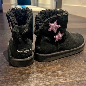 KOOLABURRA Ugg pink star short black boot, size 3 youth